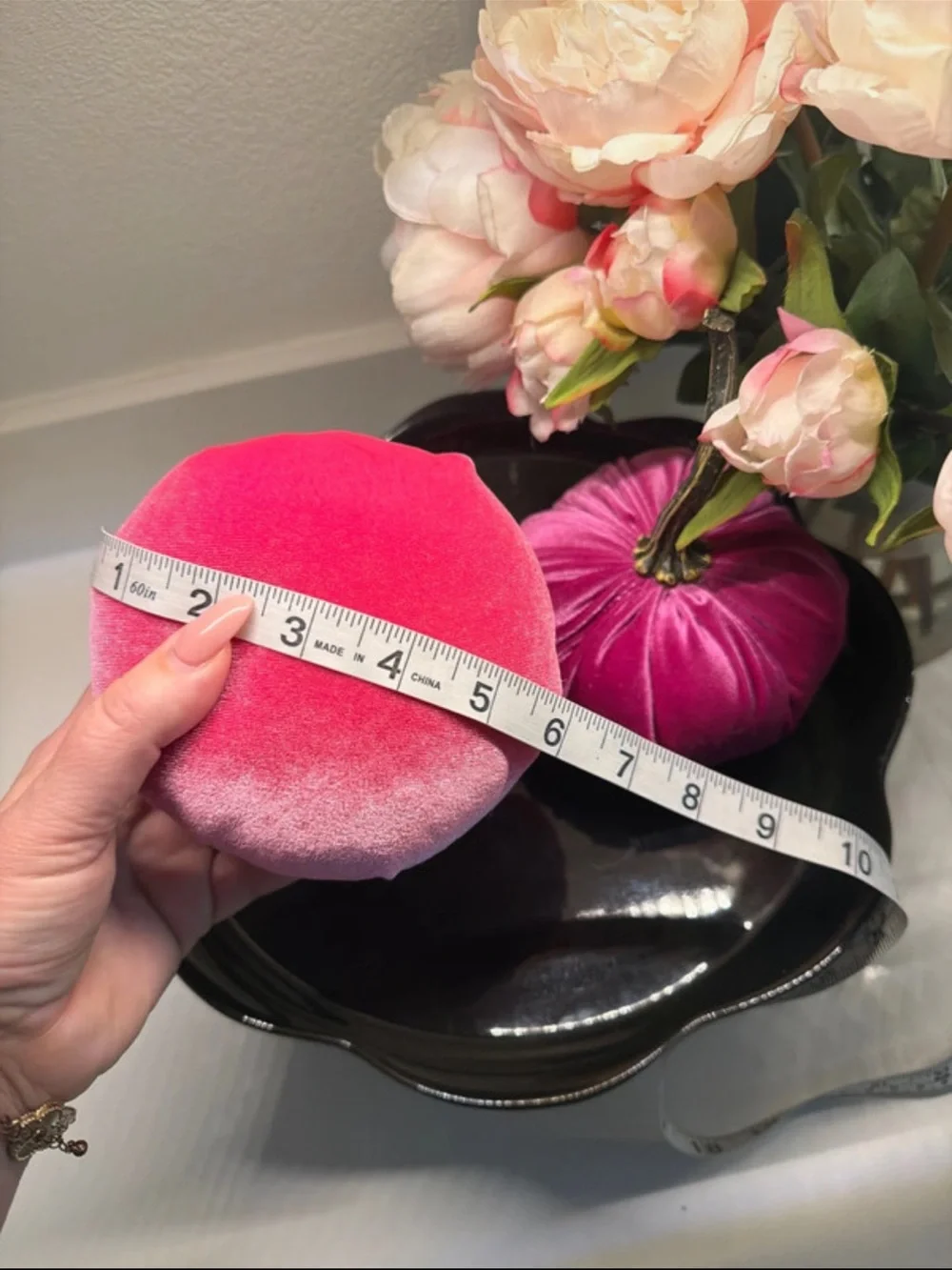 Plush Velvet Decorative Pumpkins - Pink and Purple set of 2